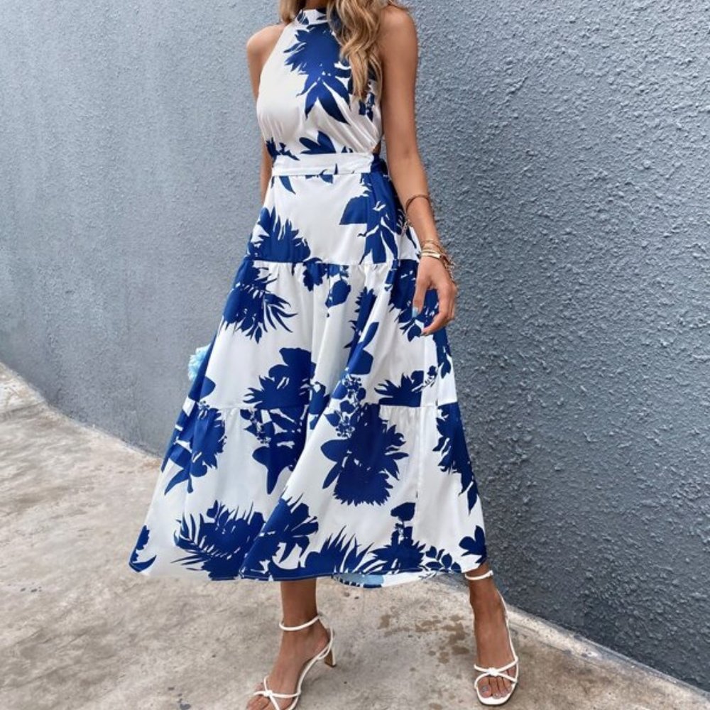 in stock!! BOHO BLUES FLORAL MAXI DRESS
